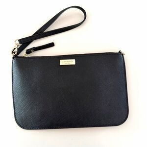 KATE SPADE•black saffiano leather clutch wallet wristlet EUC